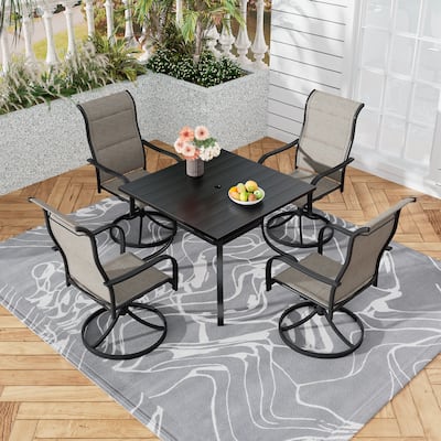 5 Pieces Outdoor Dining Set with 1 Square Table