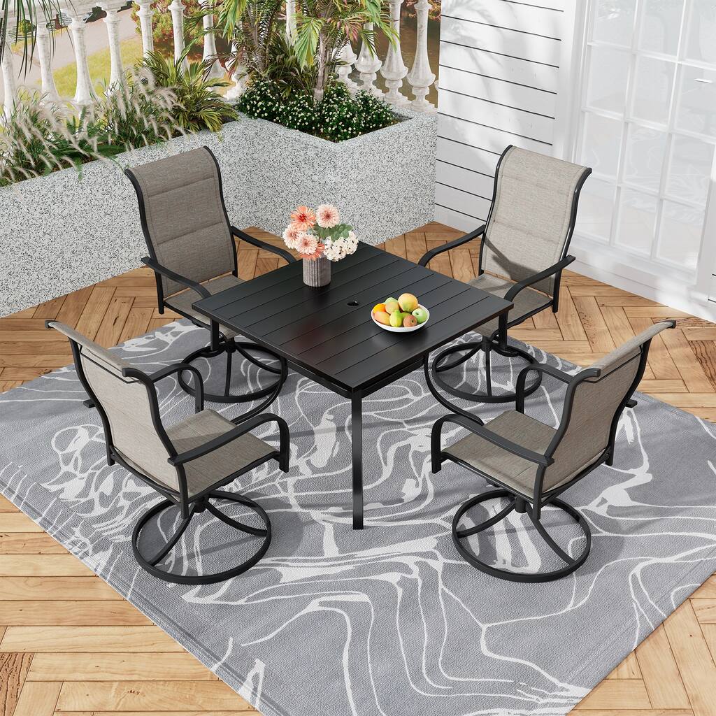 5 Pieces Outdoor Dining Set with 1 Square Table