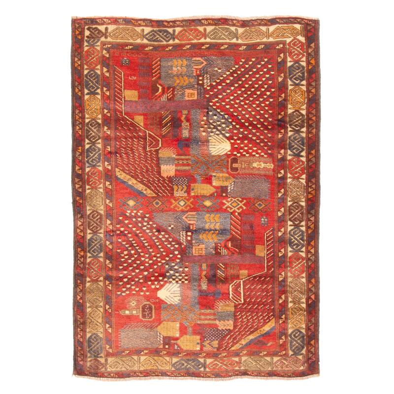 ECARPETGALLERY Hand-knotted Teimani Red Wool Rug - 3'1 x 4'7