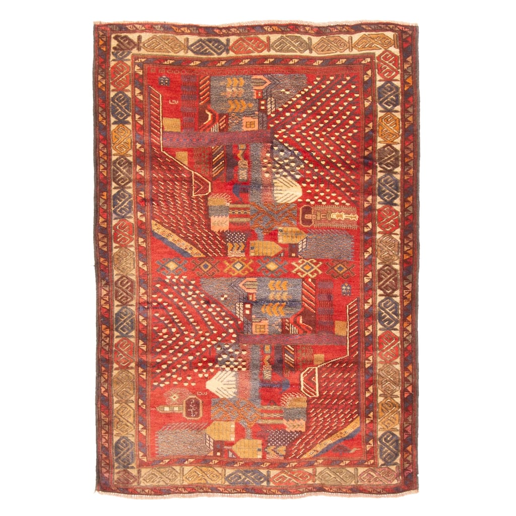 ECARPETGALLERY Hand-knotted Teimani Red Wool Rug - 3'1 x 4'7