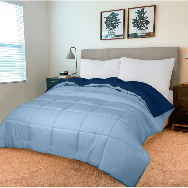 ROYALE King Comforter - All Season Down Alternative Bedding Comforter - Lightweight Quilted Comforter (King, Navy) - California King - Navy and Lake Blue