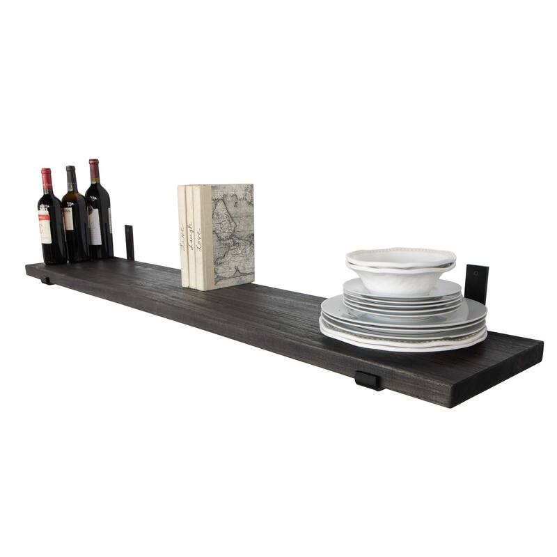 Wallniture Forte Wood Board 60" Long, 11.25'' Deep, 1.5" Thick, Wood Floating Shelf for Wall with Heavy Duty Metal Brackets, 1pc - Ebony