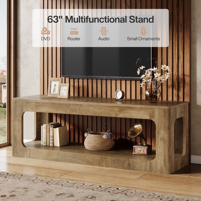 Farmhouse TV Stand, 63-Inch Entertainment Center for 60/65/75-Inch TV
