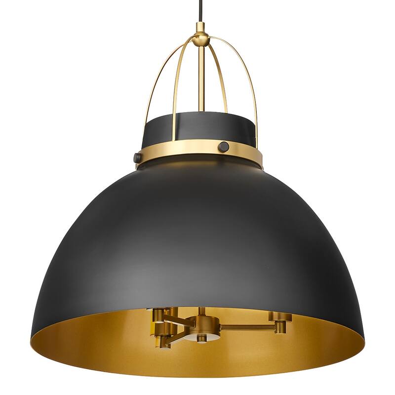 Quorum International 823-3 Pruitt 3 Light 21" Wide Pendant - Matte Black / Aged Brass