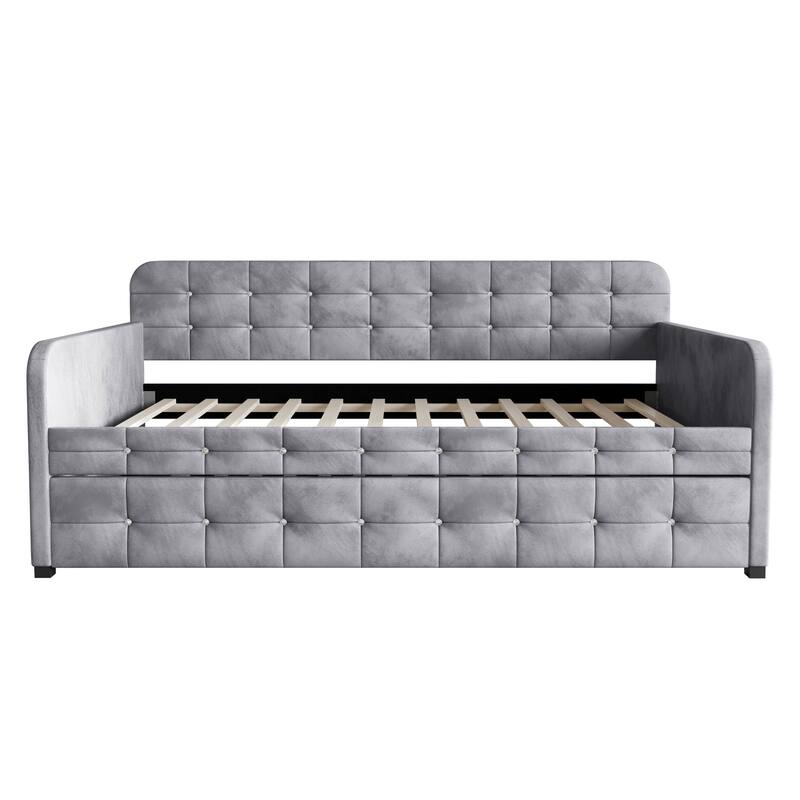 Clayfell Elyria Diamond Button Tufted Velvet Upholstered Daybed