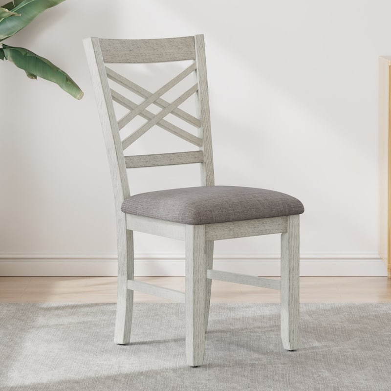 VECELO Dining Chairs Set of 2/4/6, Solid Wood Dining Chairs with Linen Fabric Seating