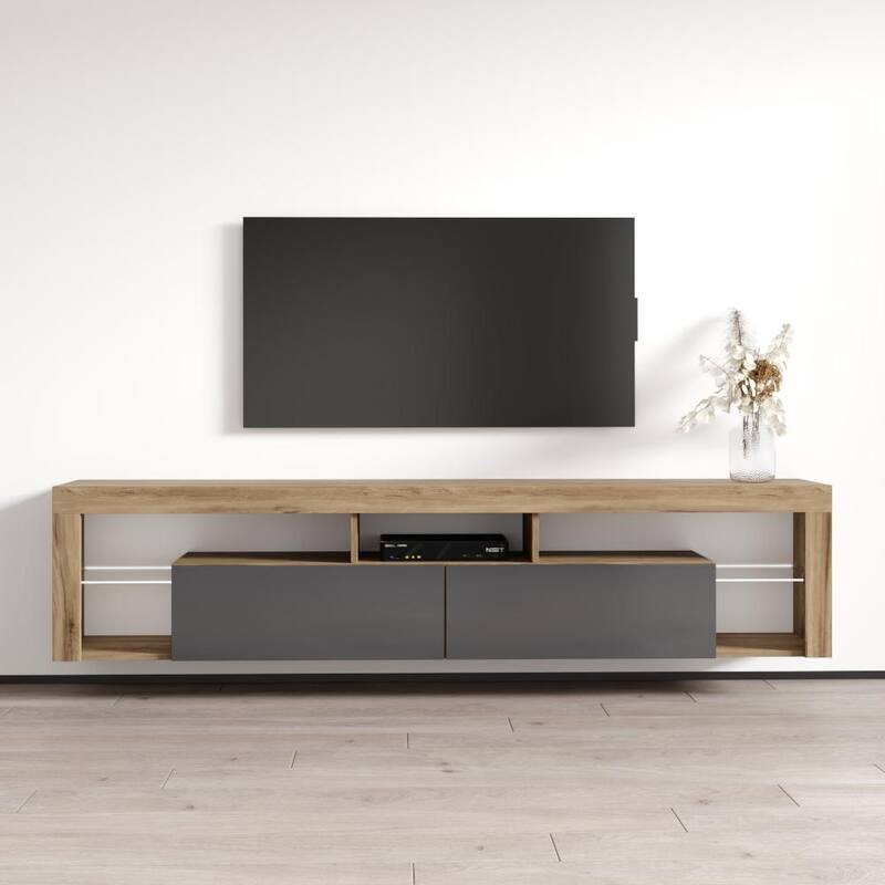 Milano 200 Wall Mounted Floating 79-inch TV Stand - Oak Gray
