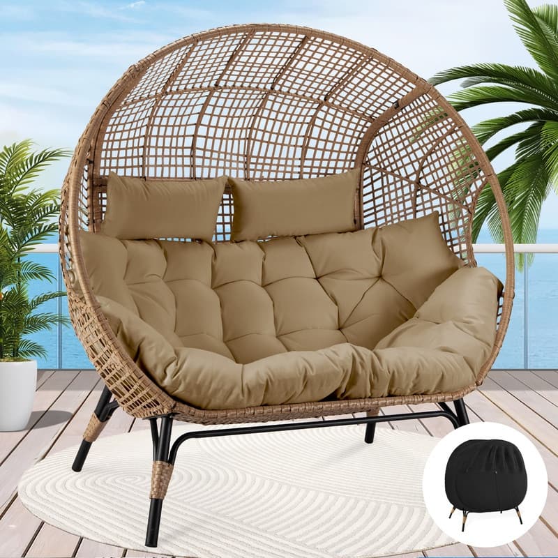 FINCATI 2-Person Wicker Egg Chair, 680 lb Capacity