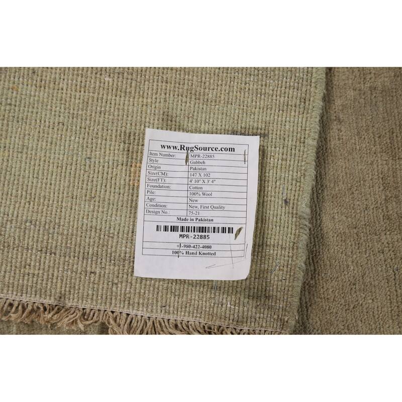 Contemporary Gabbeh Accent Rug Handmade Oriental Wool Carpet - 3'4"x 4'10"