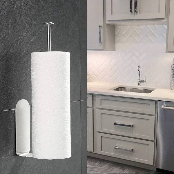 1pc Stainless Steel Paper Towel Holder, White Thick Paper Holder For  Household