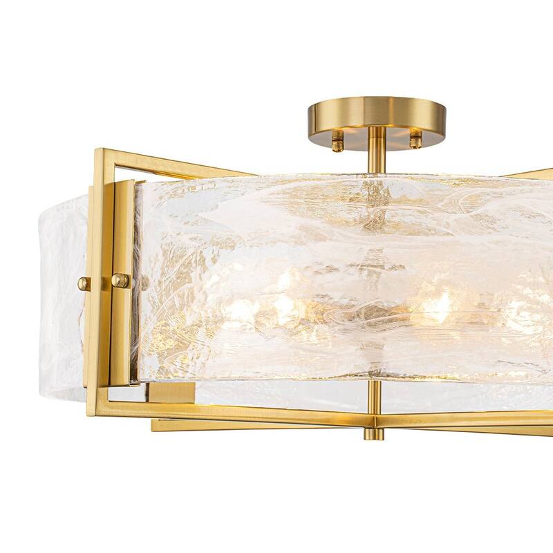 Modern Entryway 6-Light Glazed Glass Drum Semi-flush Mount