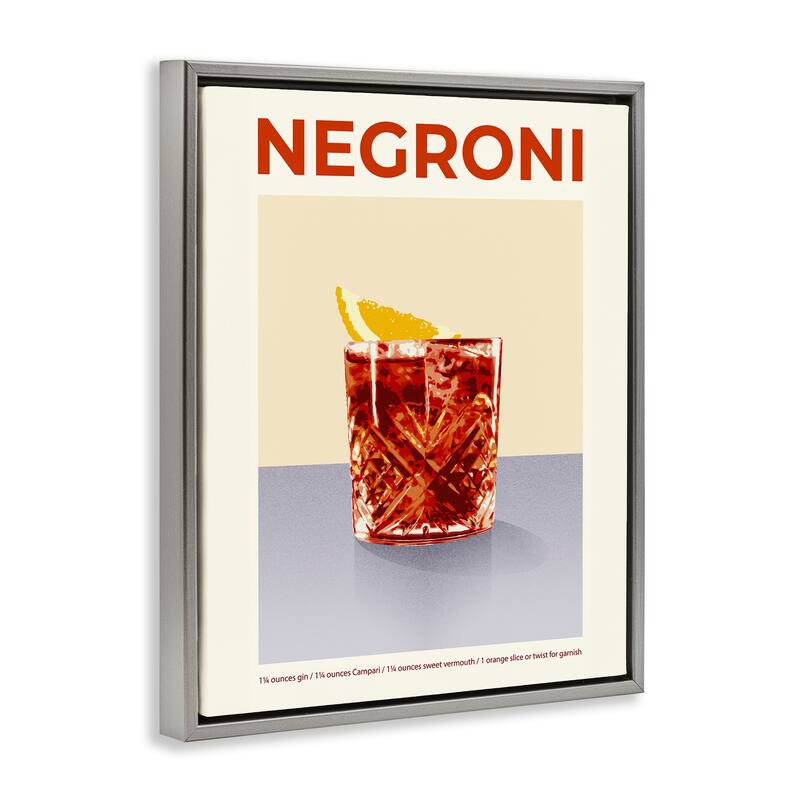 Stupell Negroni Classic Cocktail Framed Floater Canvas Wall Art Design By Victoria Barnes