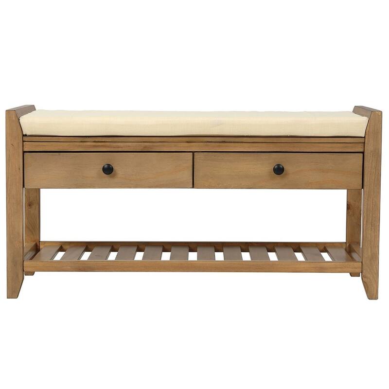 39" Modern Versatile Entry Upholstered Storage Bench with Shoe Rack and Drawers
