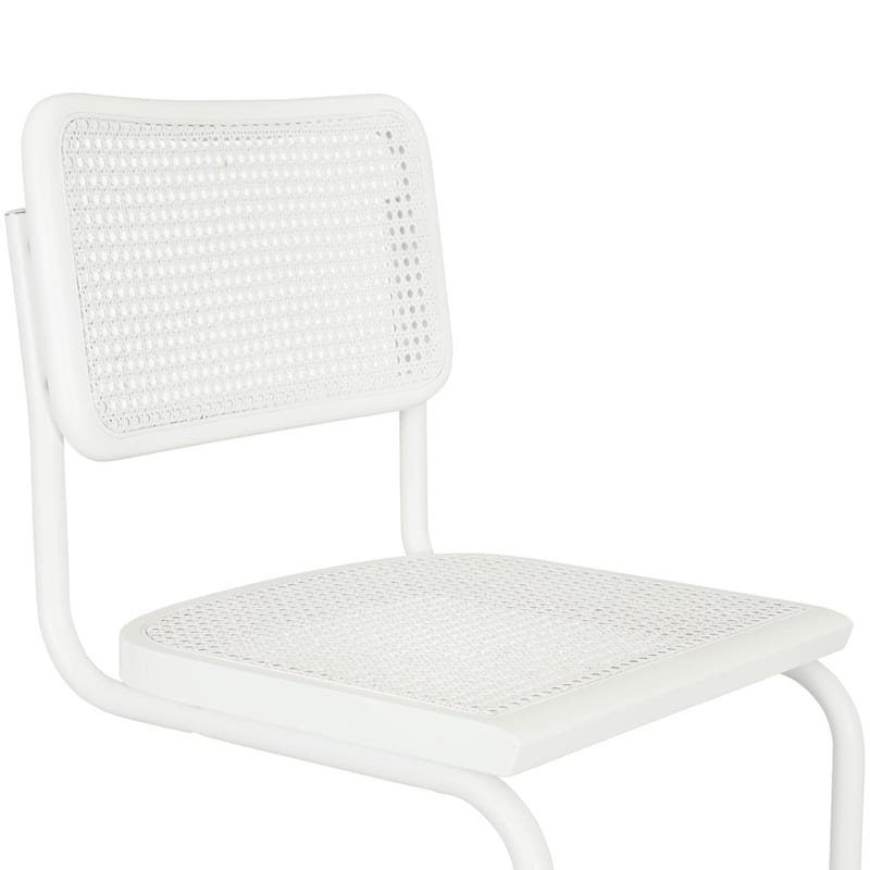 Breuer Chair Company Marcel Breuer Cesca Cane Cantilever Side Chair w/ White Steel Frame (Various Wood & Cane Colors)