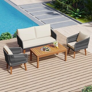 4 PCS Outdoor Patio Furniture Conversation Set - Bed Bath & Beyond ...