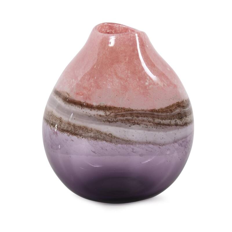 Allan Andrews Contemporary Pink & Violet Swirl Decorative Glass Vase
