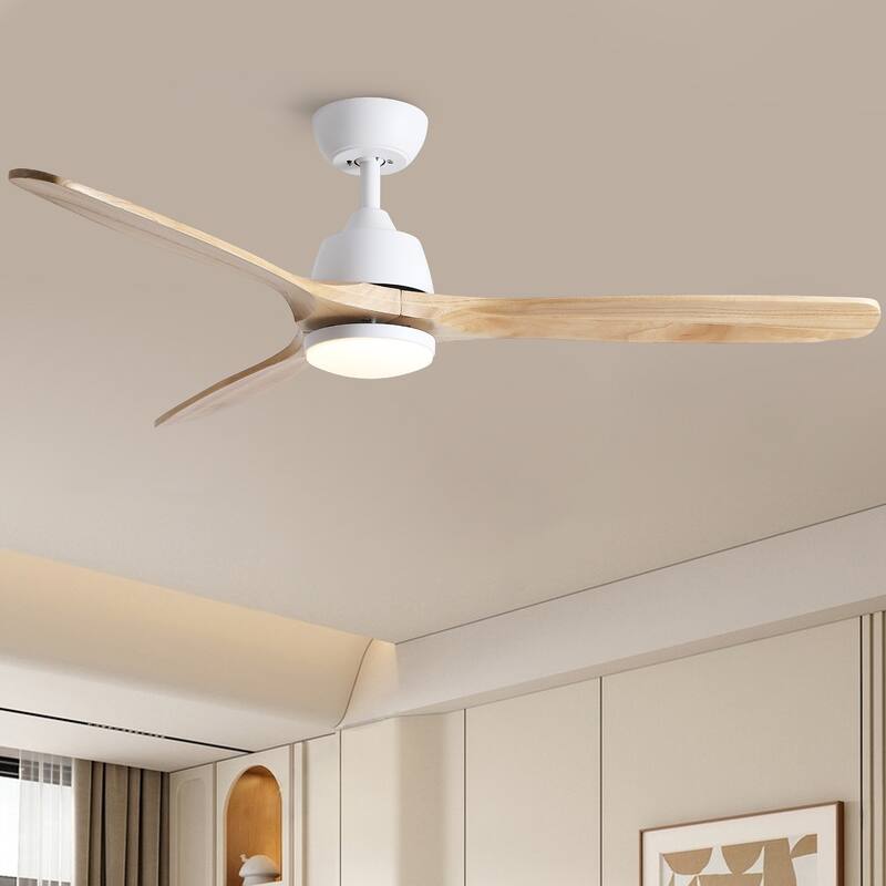 YUHAO SylvanAir Modern 52 in. Flush Mount Outdoor/Indoor Ceiling Fan with 3 Solid Wood Blades and DC Reversible Motor