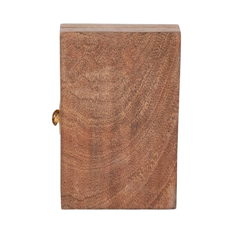 Sagebrook Home's Mango Wood and Brass 7x5 Cards & Dice Box - Artisan Crafted, Brown, Ideal for Home Entertainers - 7" x 5" x 2"