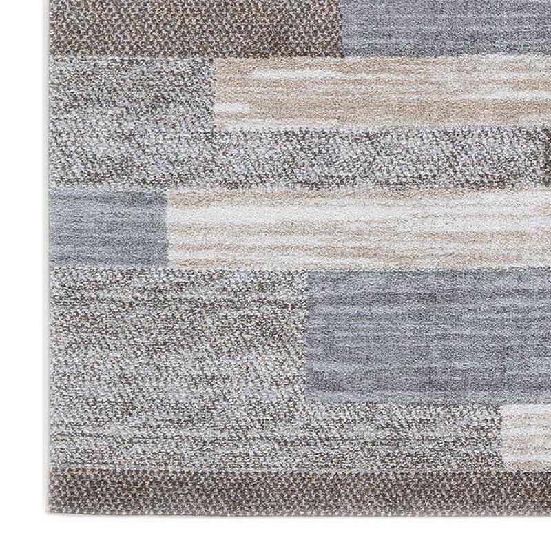 Beny 8 x 10 Large Area Rug, Machine Woven Abstract Stripe Pattern, Gray - 8 x 10