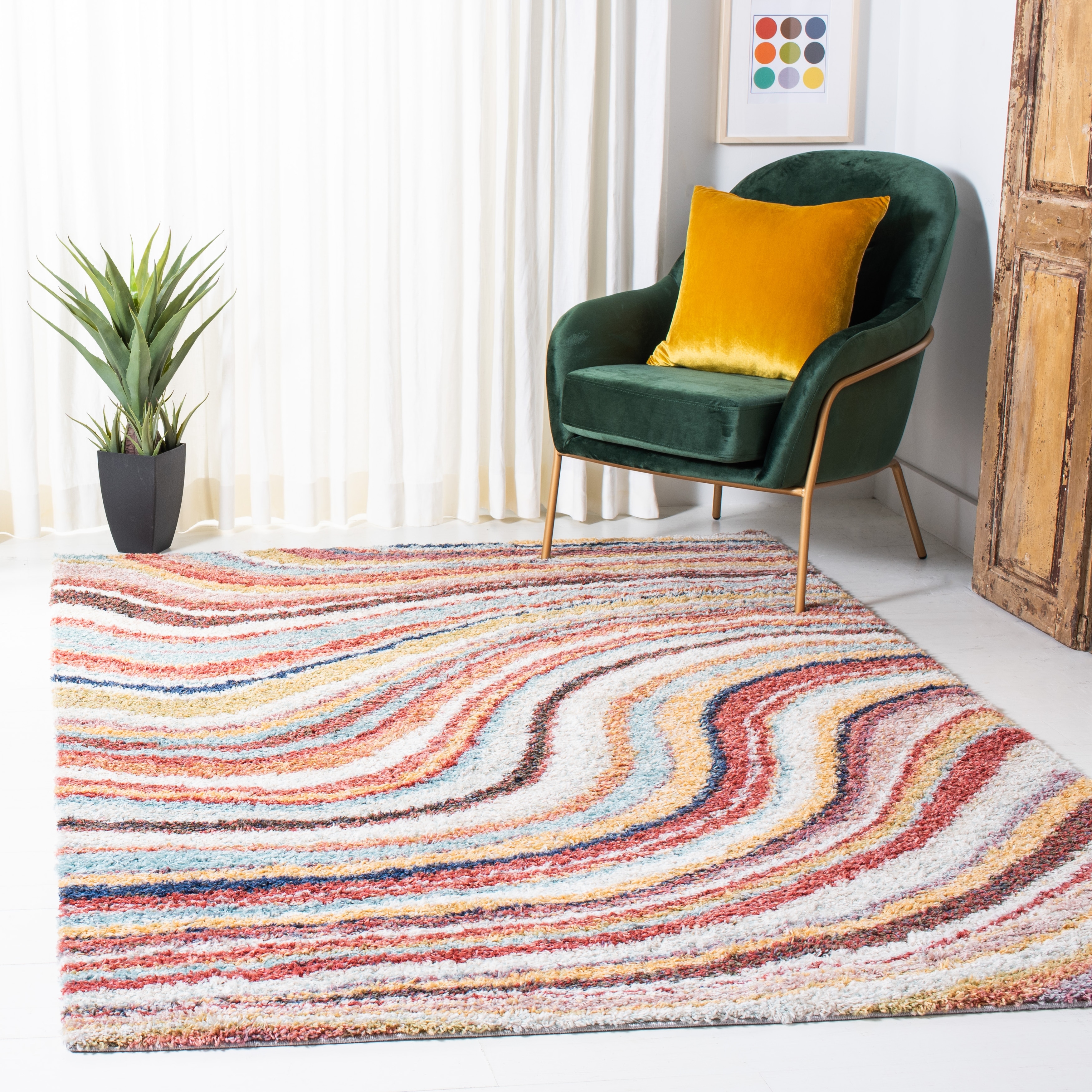 SAFAVIEH Calista Shag Dieta Abstract 1-inch Thick Rug