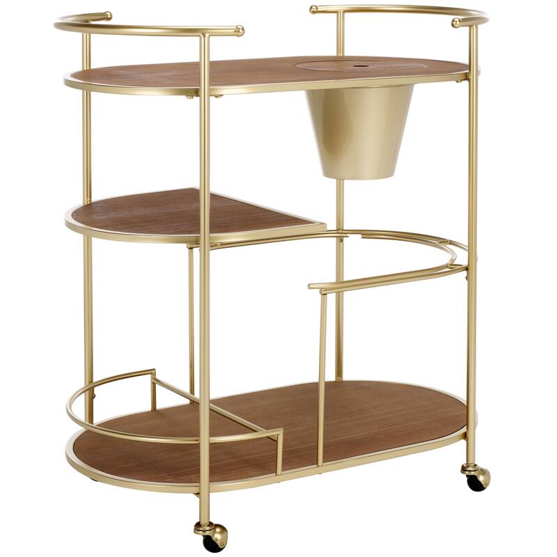 SAFAVIEH Alora 2-Tier Bar Cart with Bucket - 32 in. W x 18.3 in. D x 34.3 in. H