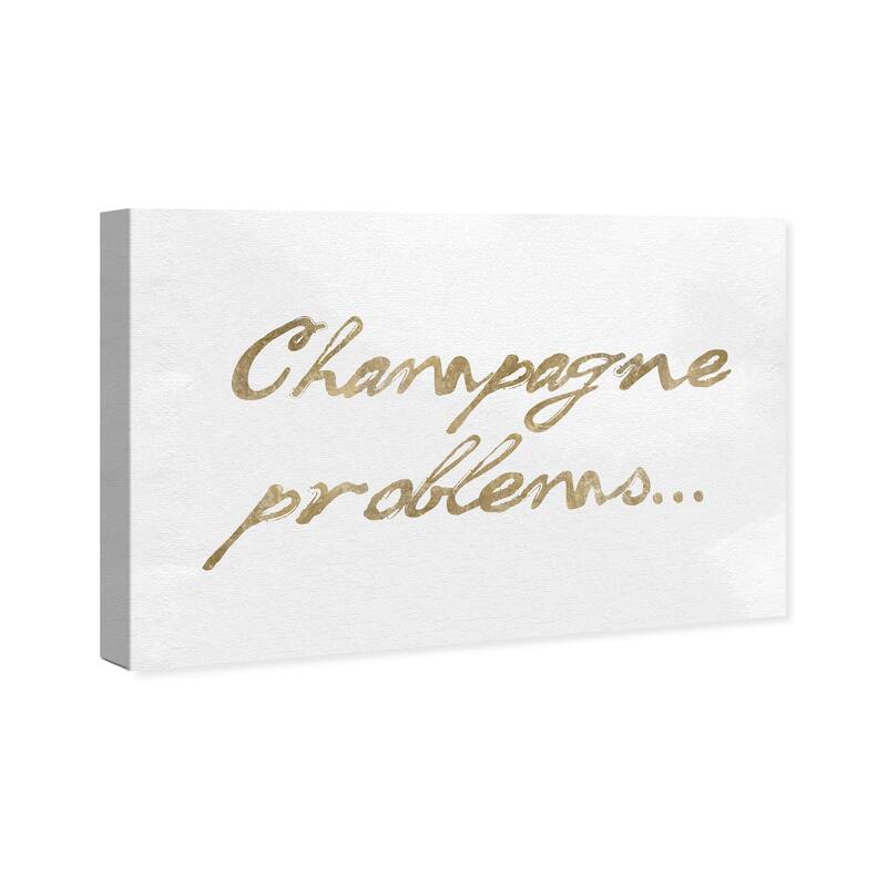 Wynwood Studio 'Champagne Issues Luxe' Typography and Quotes Wall Art Canvas Print Funny Quotes and Sayings - Gold, White