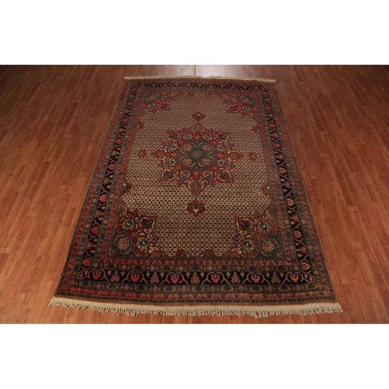 Medallion Serab Persian Vintage Area Rug Handmade Wool Carpet - 6'7" x 9'8"
