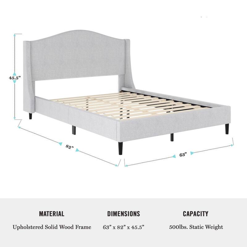 Martha Stewart Upholstered Platform Bed with Curved Headboard