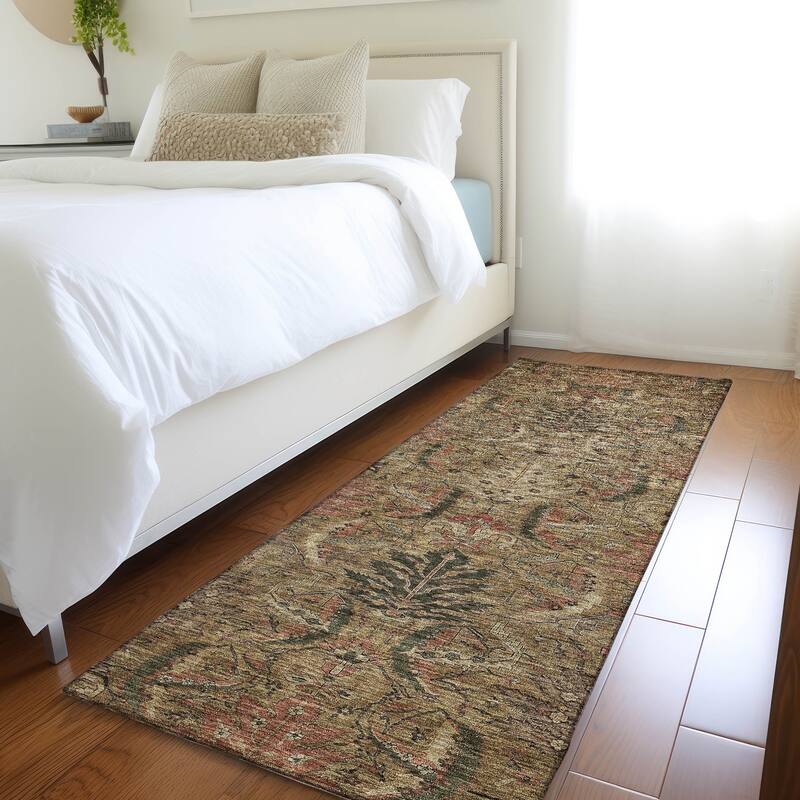 Machine Washable Indoor/ Outdoor Boho Traditional Chantille Rug - Brown - 2'3" x 7'6"