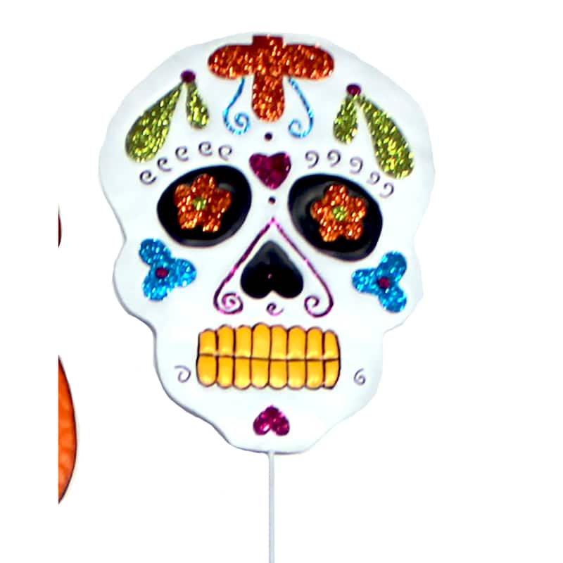 34.5" Ghost, Pumpkin & Skull Metal Yard Stake, Set of 3