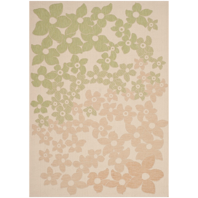 Martha Stewart by SAFAVIEH Field Flowers Indoor/ Outdoor Waterproof Rug - 5'3" x 7'7" - Beige/Sweet Pea