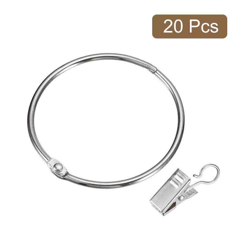 Curtain Rings with Clips, 20pcs - Curtain Clip Rings Hooks
