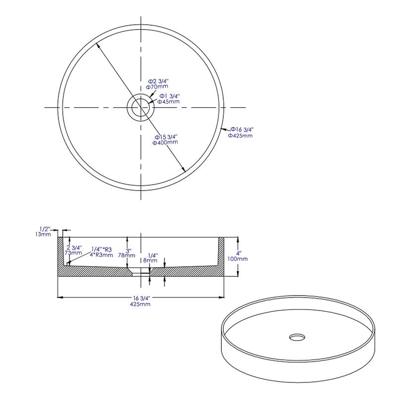 ALFI brand 17" Round Solid Concrete Gray Matte Above Mount Bathroom Sink