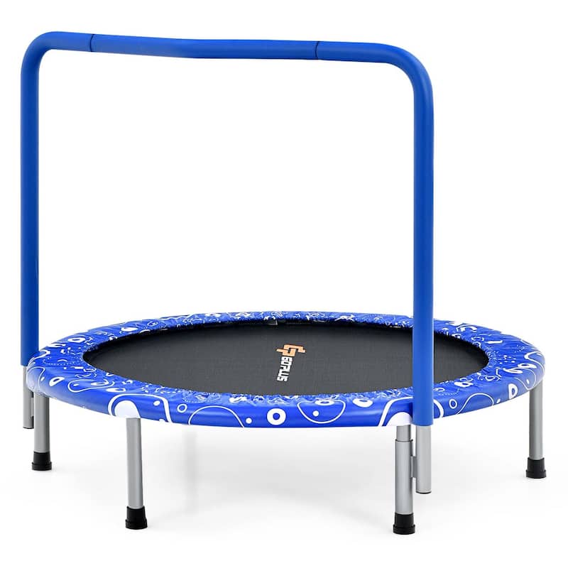 36'' Mini Trampoline Foldable Rebounder Trampoline w/Foamed Handle - Blue