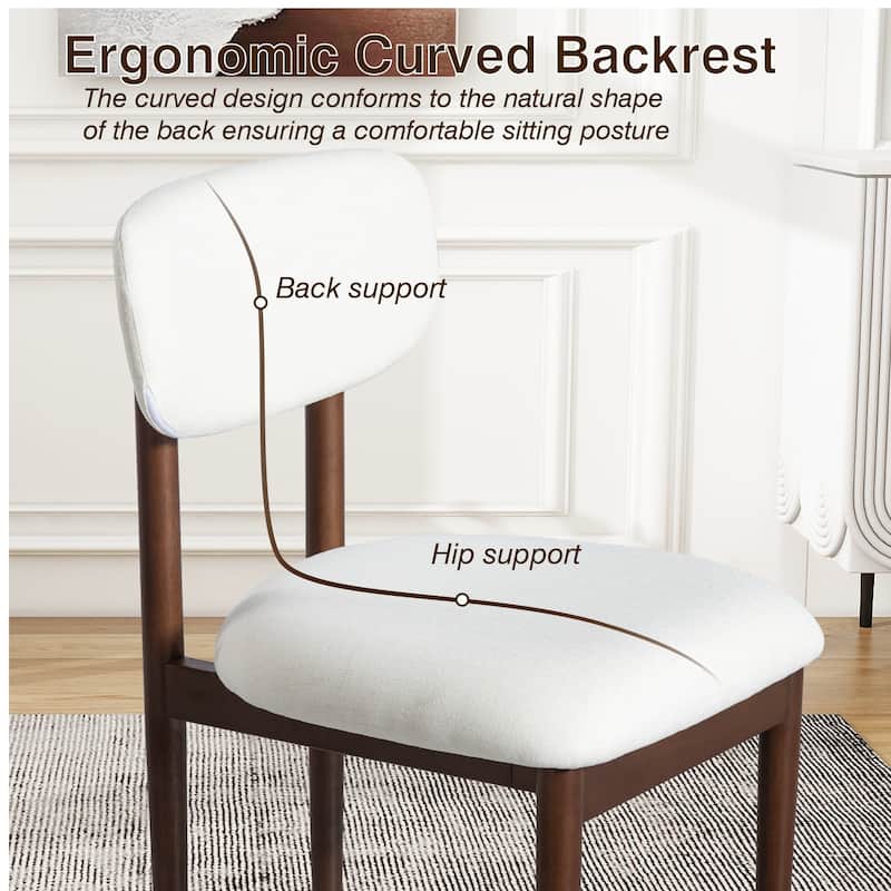 Modern Upholstered Dining Chair with Solid Wood Legs Side Chair for Kitchen Dining Room Living Room (Set of 2)