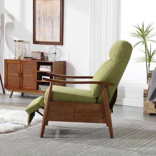 Upholstered Adjustable Recliner Chair Armchair With Wood Frame and Foot