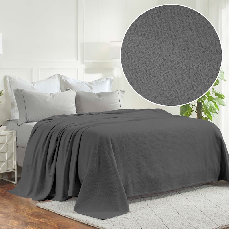 Superior Nobel Cotton Textured Chevron Lightweight Woven Blanket