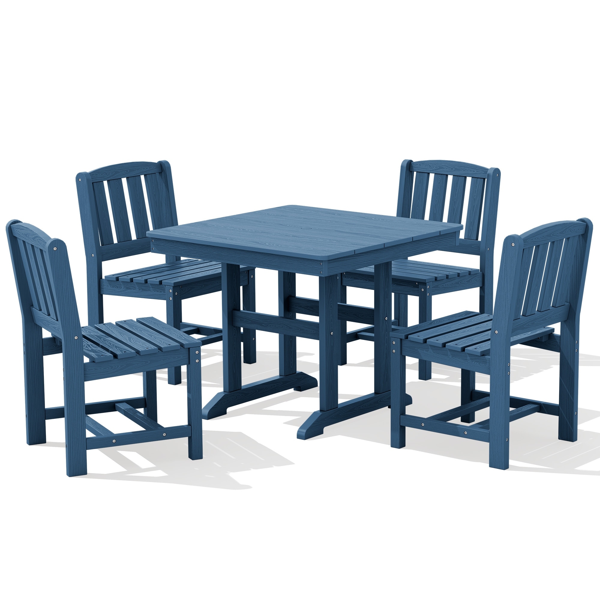 HDPE Patio Dining Set with 1 Square Table and 4 Armless Chairs