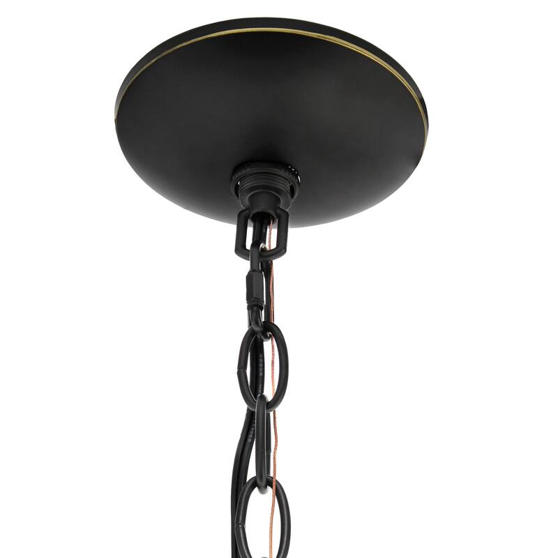 15" 3-Light Pendant Chandelier - Metal & Glass - Kitchen Island Lighting - Bronze Finish - 17