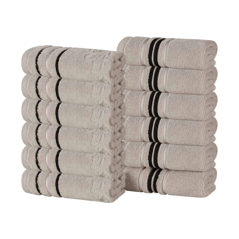 Superior Sadie Zero Twist Cotton Solid and Floral Washcloth Set of 12
