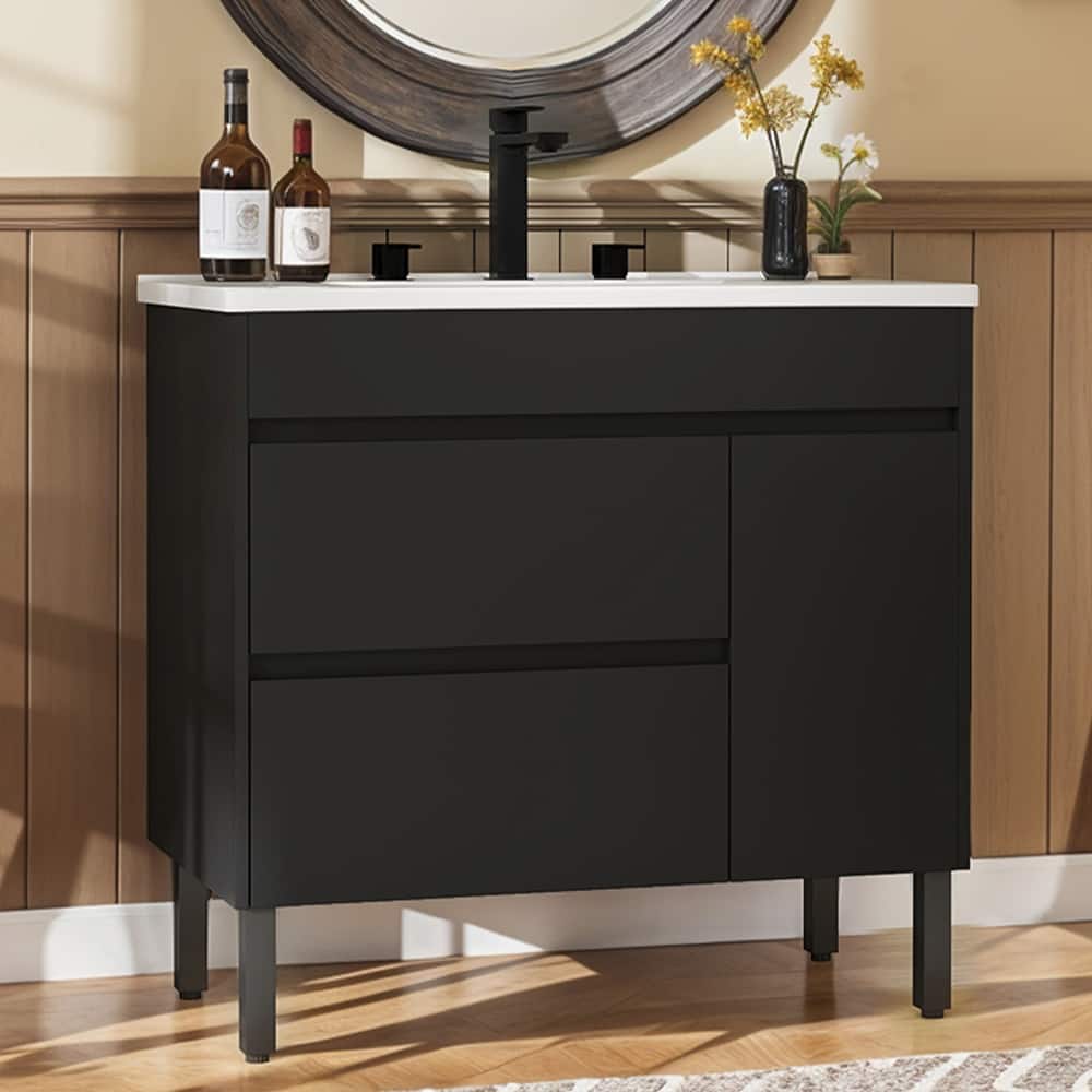 Moasis 37" Freestanding Single Bathroom Vanity with 1 Soft Closing Cabinet & 2 Drawers