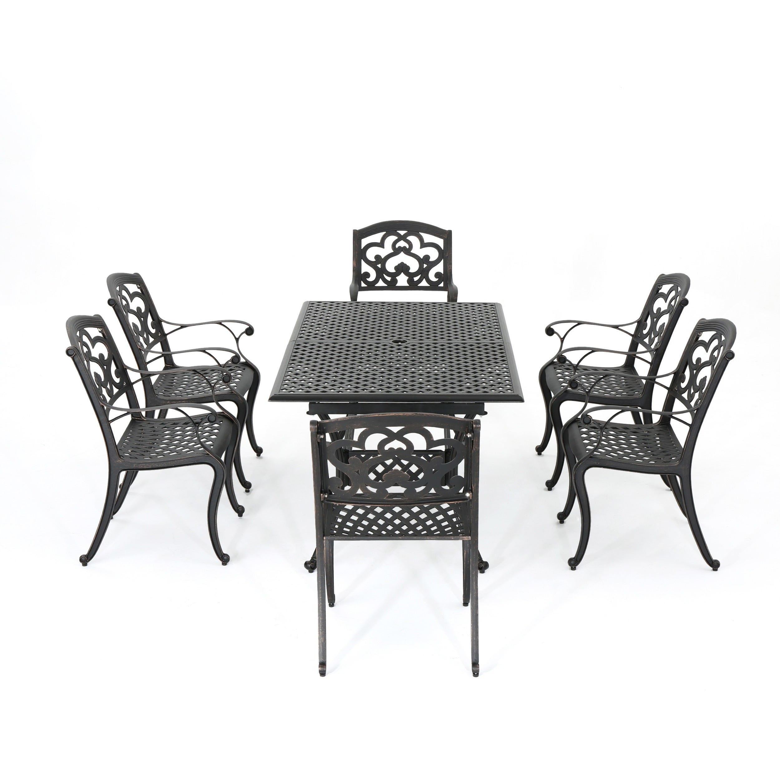 Ckh abigal outdoor copper cast aluminum rustic dining shop set