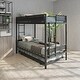 preview thumbnail 3 of 15, Black Twin over Twin Metal Bunk Bed with Trundle and Comfortable Guardrail