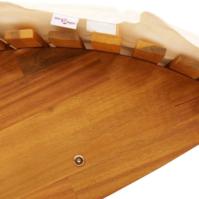 vidaXL Sun Lounger Cream, Acacia Wood Grain - 23.6 x 60.6 x 29.1