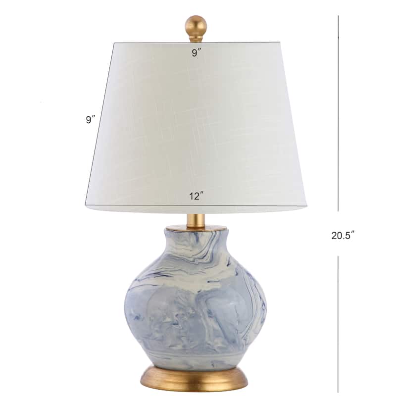 Holly 20.5" Marbleized Ceramic LED Table Lamp, Blue/White by JONATHAN Y