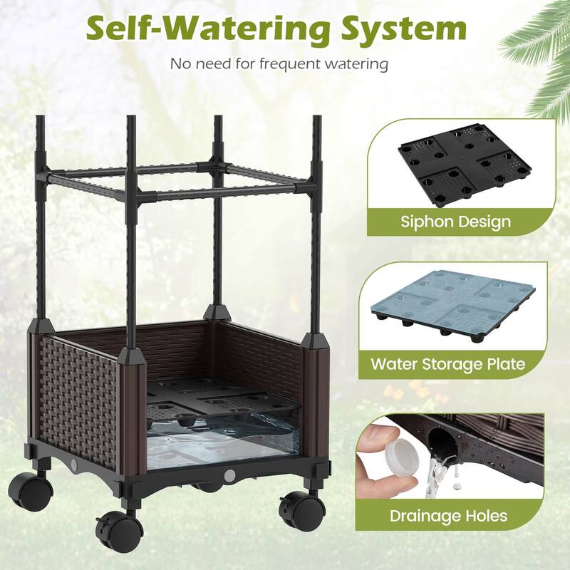 Costway 1/2 PCS Raised Garden Bed Tomato Cage Planter Box with