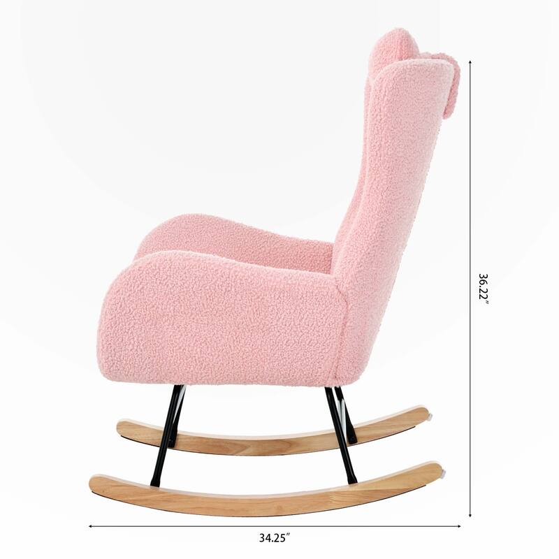 Teddy Rocker Glider Chair with High Backrest and Adjustable Headrest