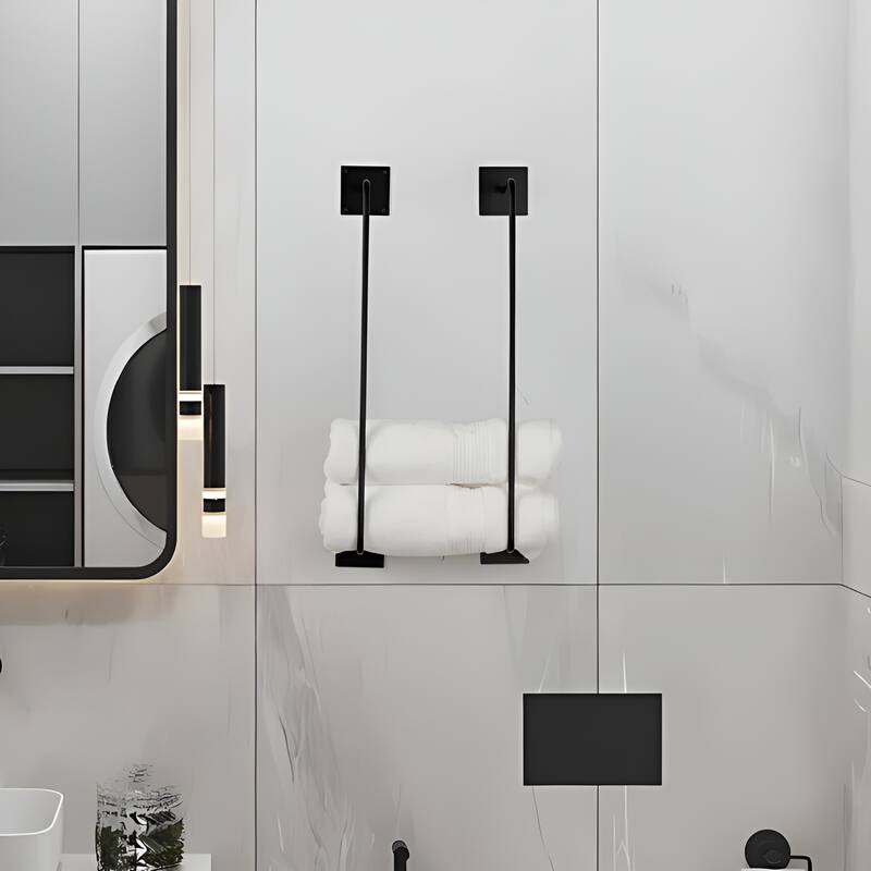 Throne Towel Rack 24" Towel Rack Shower Holder Wall Mount Bathroom Organizer (Black)