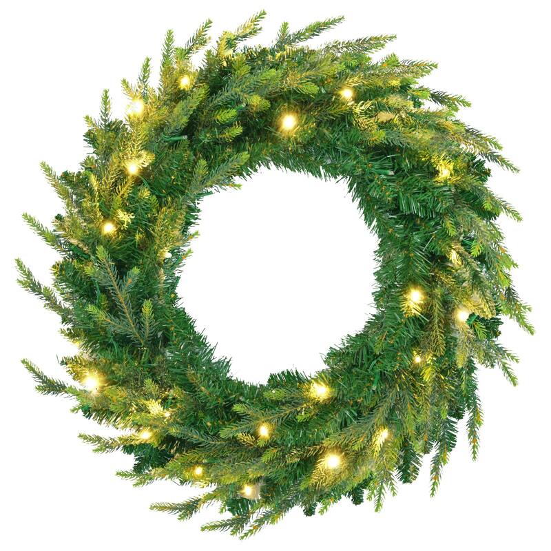 6FT Pre-Lit Christmas Tree with Garland & Wreath Set, LED Multi-Color & Warm Lights, Green and White Tips