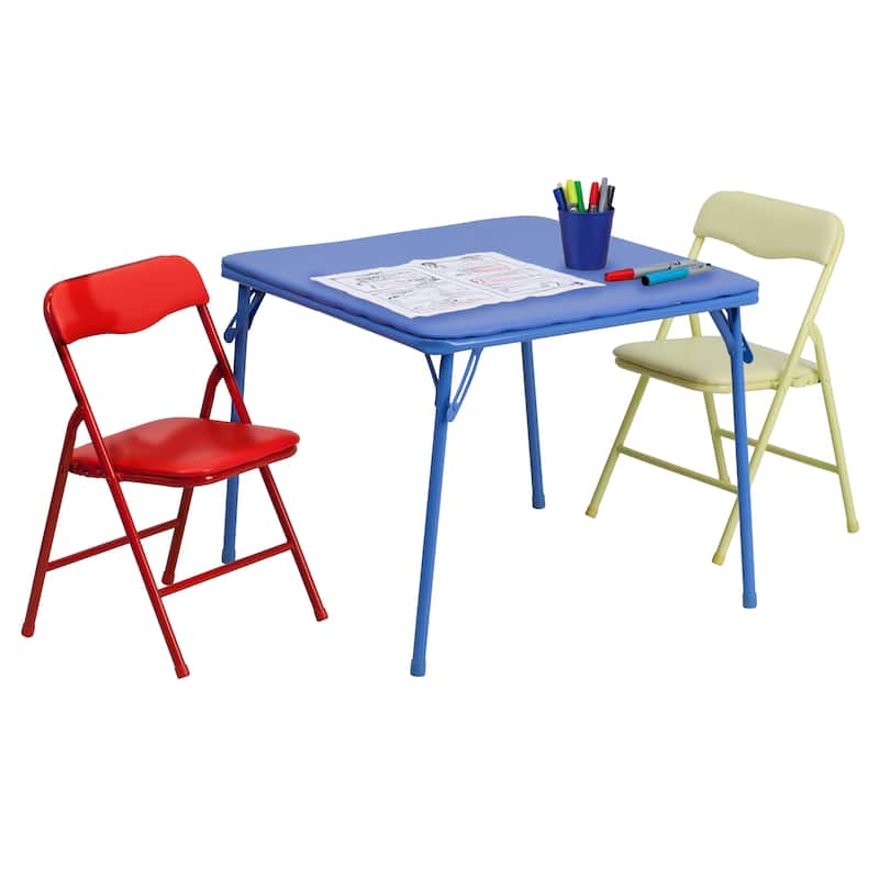 Kids Colorful 3 Piece Folding Table and Chair Set